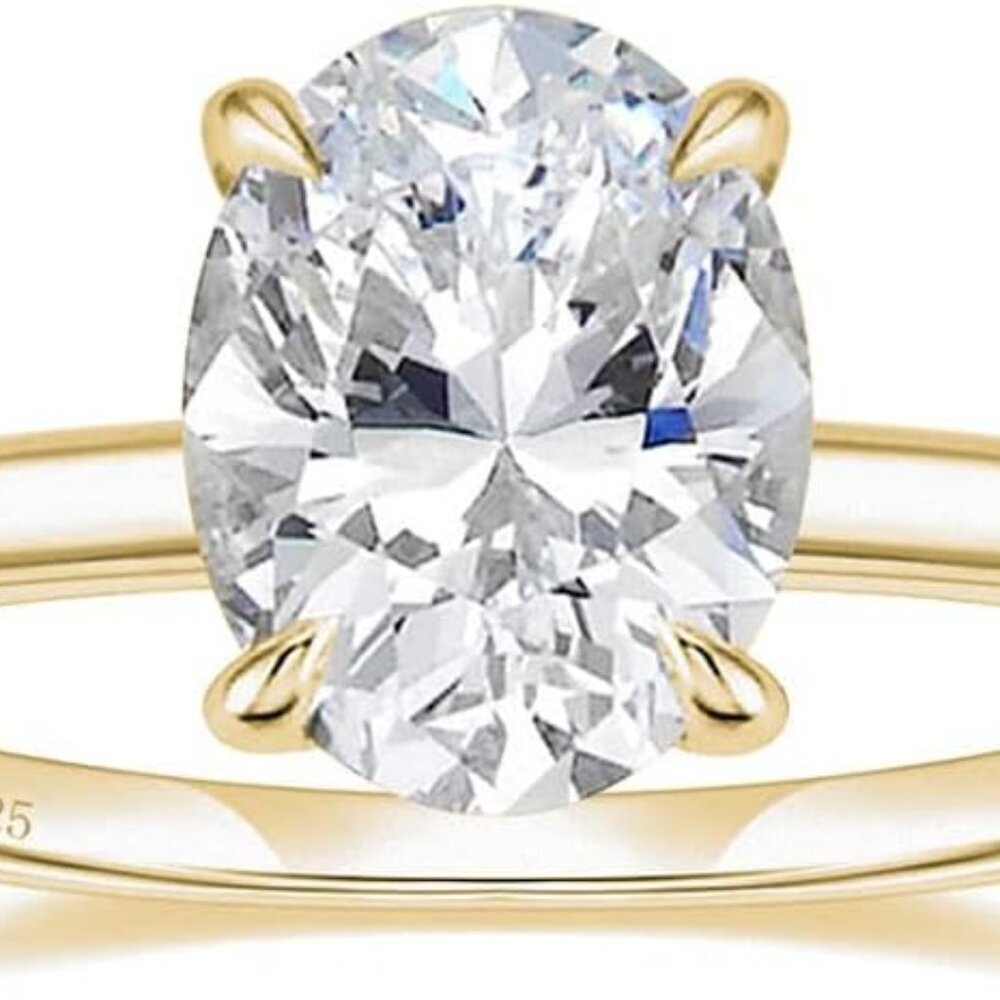 3CT 925 Sterling Silver Engagement Rings Oval Cut Solitaire Cubic Zirconia CZ We - Picture 1 of 6